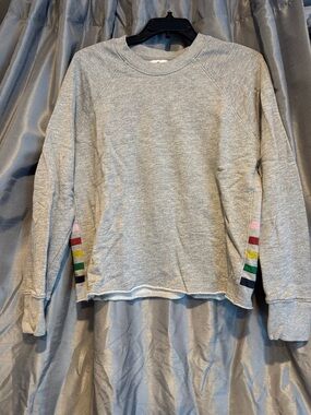 Sundry Grey Sweatshirt with Rainbow Stripe Detail size 2/Medium